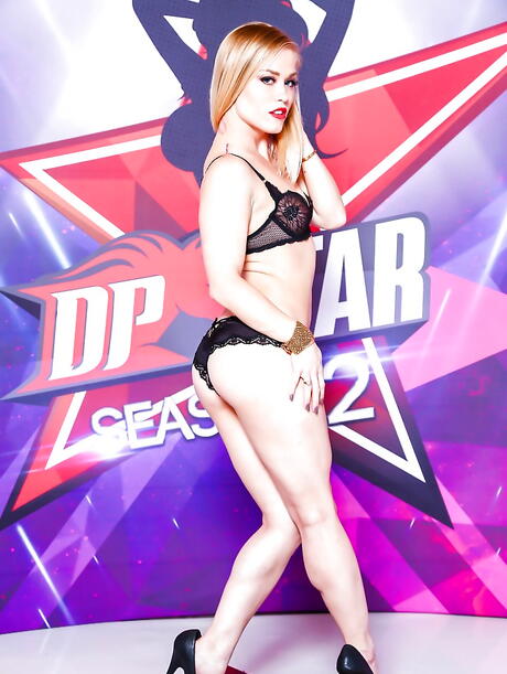 Excellent american blond Ash Hollywood bares tiny tits and hot ass 